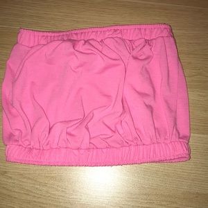 Pink cinched tube top with cut out on the back